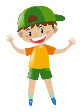 Sarı tişört ayakta küçük çocuk