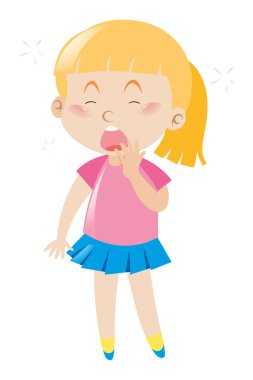 Pembe gömlek esneme içinde kız