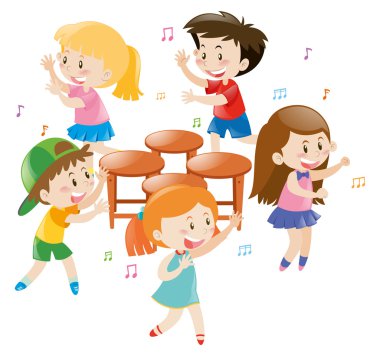 Çocuklar oynarken müzik sandalye