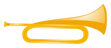 Beyaz arka planda altın trompet