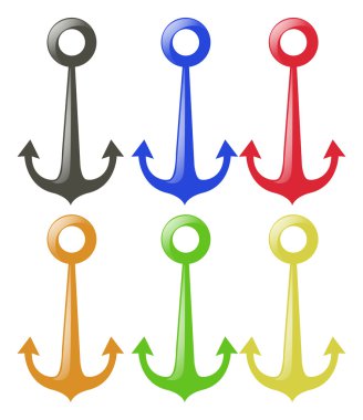 Altı farklı renklerde çapa