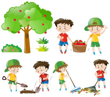 Çiftlik işi çocuklar kümesi