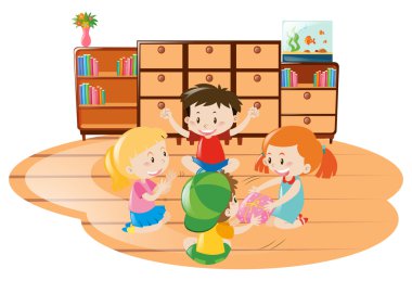 Çocuklar odaya oyun oynarken