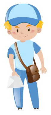 Postacı mektubu teslim mavi üniformalı