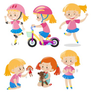 Farklı şeyler yapma pembe kız