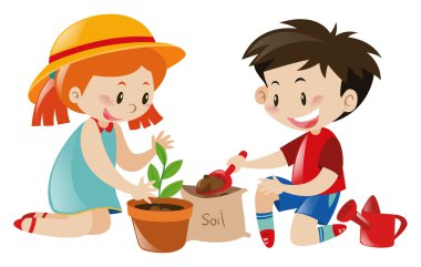 erkek ve kız ağaç dikme