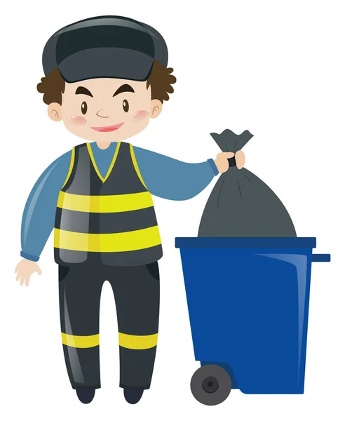 Éboueur jetant la poubelle — Image vectorielle