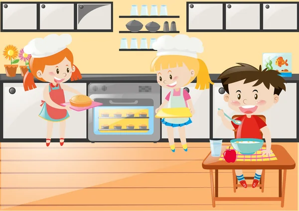 Niños cocinando imágenes de stock de arte vectorial