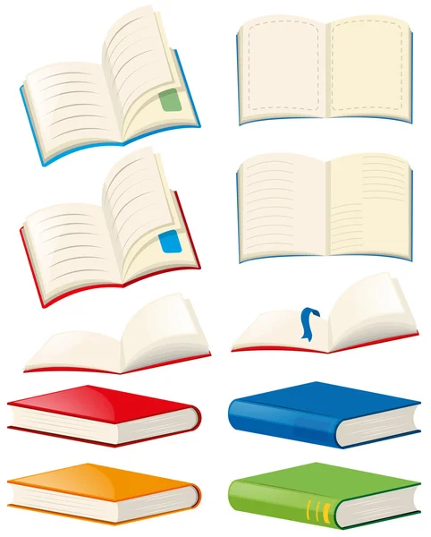 Libros y libros abiertos — Vector de stock