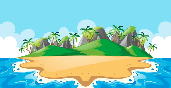 Scène nature avec plage et océan — Image vectorielle