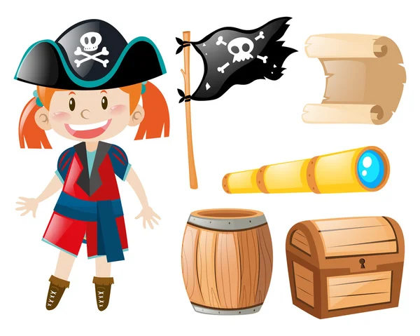 Kız korsan kostüm ve korsan öğeleri