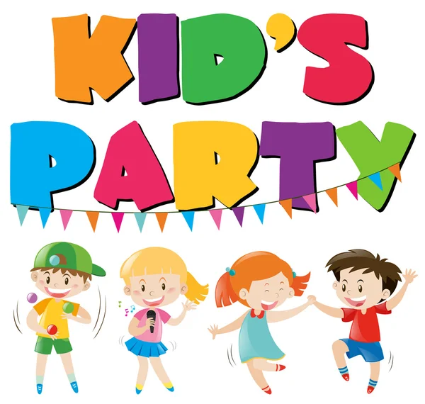 Veel kinderen met plezier op feestje — Stockvector