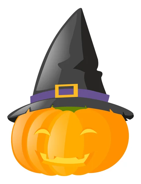 Jack-o-lantern rajta boszorkány kalap — Stock Vector