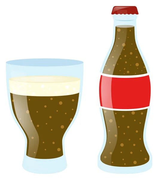 Soda en verre et bouteille — Image vectorielle