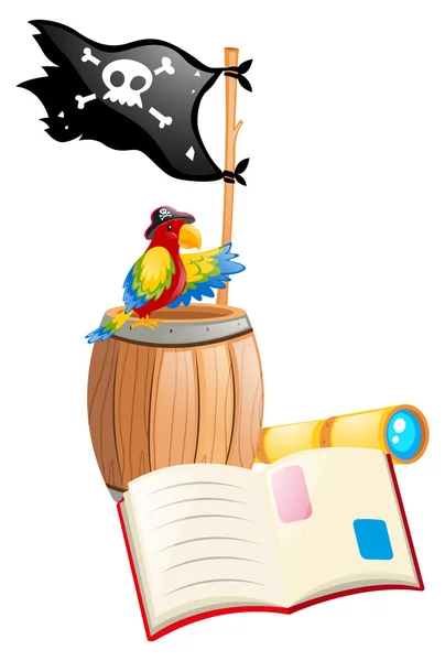 Book and pirate flag — Stock Vector