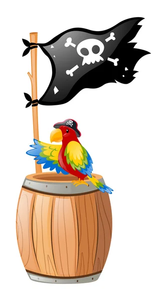 Loro y bandera pirata — Archivo Imágenes Vectoriales
