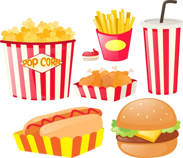 Diferentes tipos de fast food — Vetor de Stock