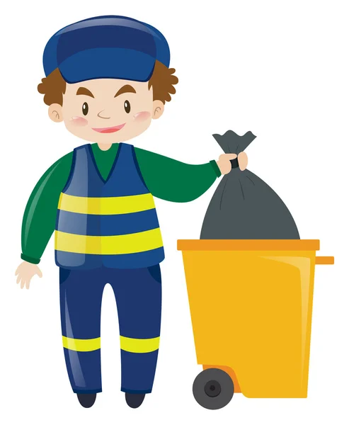 Vaktmester kaster søppel – stockvektor