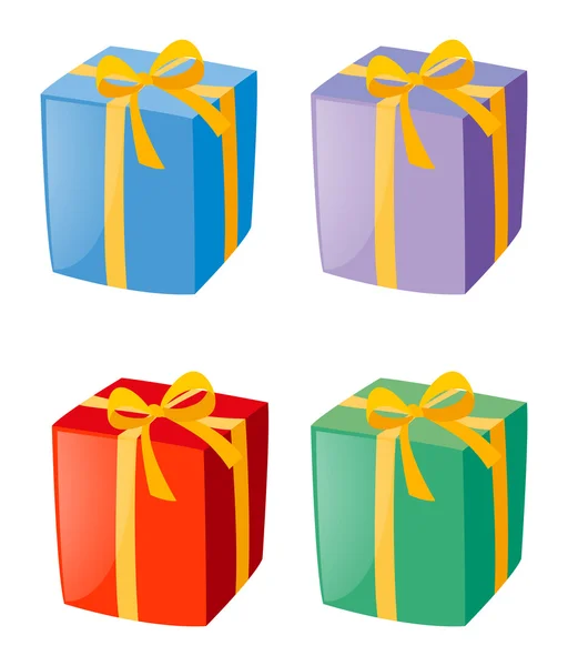 Quatre boîtes de cadeaux — Image vectorielle