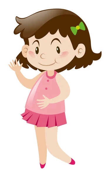 Chica feliz en vestido rosa — Vector de stock