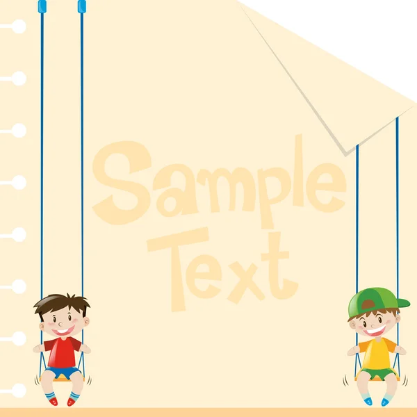 Papper design med två pojkar på gungor — Stock vektor