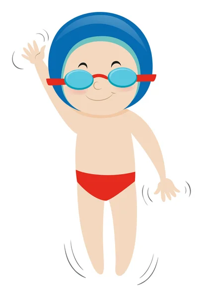 幸せな少年水泳背泳ぎ — ストックベクタ
