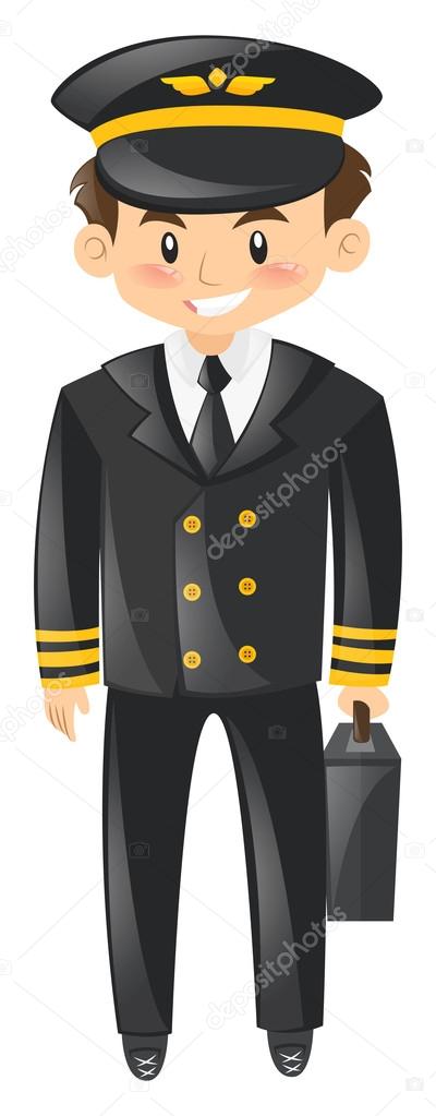 Pilot in uniform with briefcase