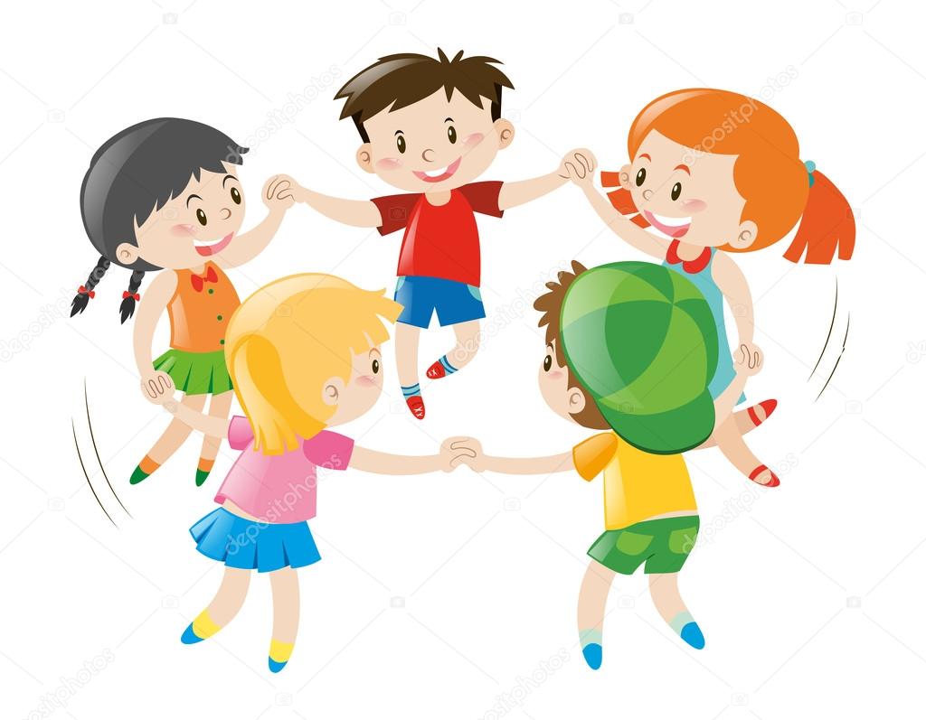 Boys and girls holding hands Stock Vector Image by ©brgfx #128563078