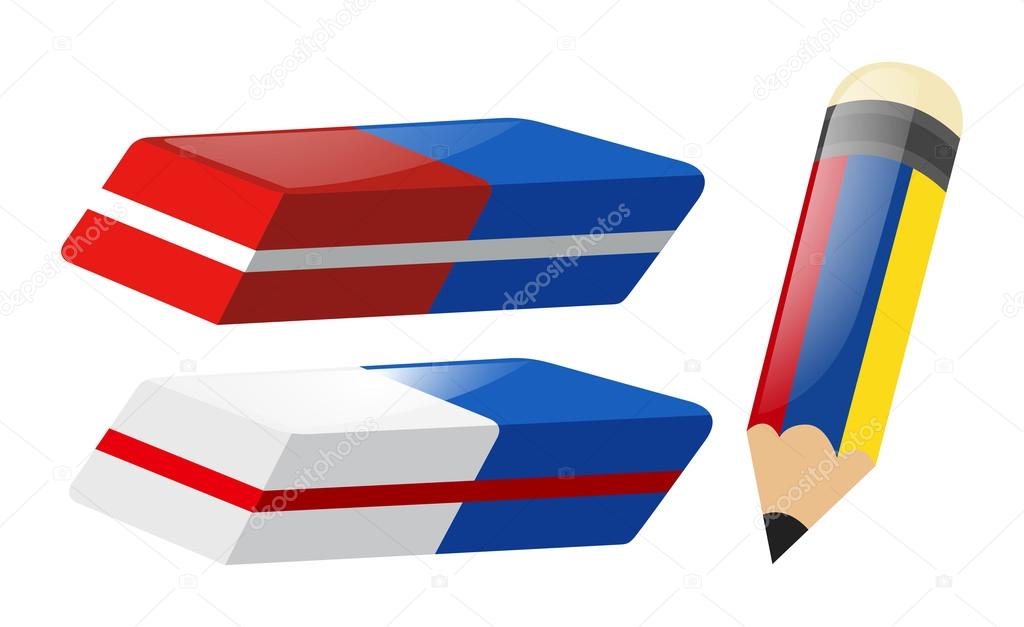 Two erasers and one pencil Stock Vector Image by ©brgfx 128565906