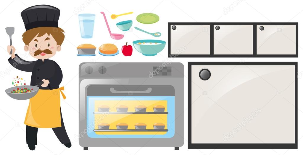 Chef and kitchen equipment set