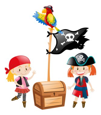 İki korsan mürettebatı ve bayrak