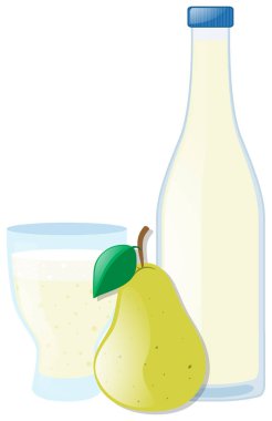 Taze armut ve suyu iki kapsayıcı içinde