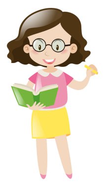 Kitap ve marker ile kadın öğretmen