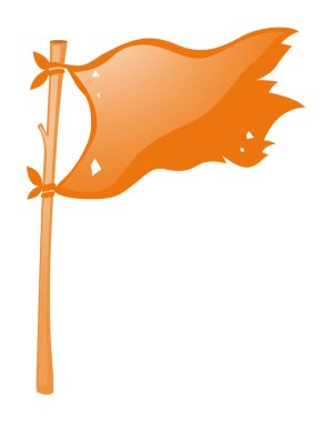 Turuncu bayrak ahşap sopa üzerinde