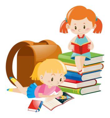 İki kız metin kitap okuma