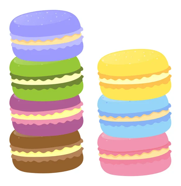 Macarons in verschiedenen Geschmacksrichtungen — Stockvektor