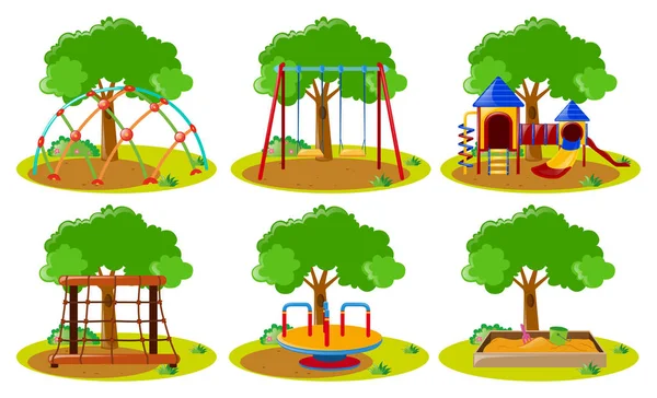 Différents types de stations de jeux dans le parc — Image vectorielle