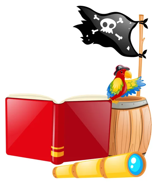 Pirate flag and parrot — Stock Vector