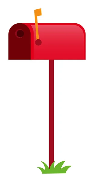 Röd postlåda med gul flagga — Stock vektor
