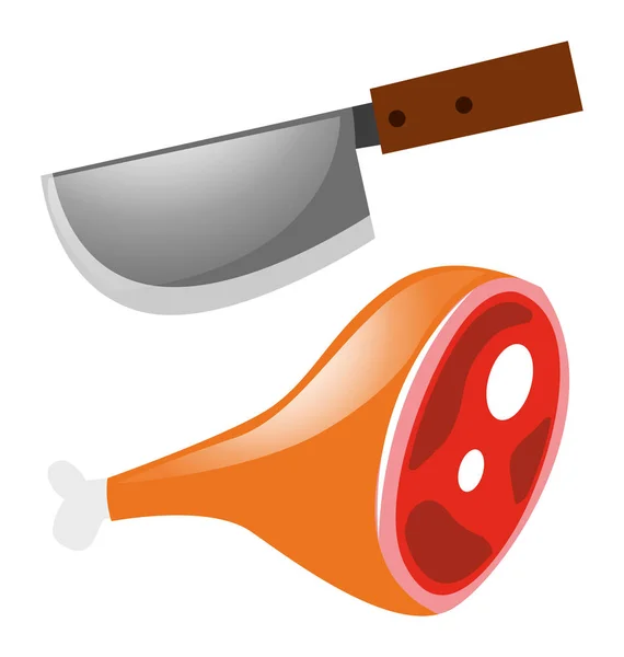 Jambon et couteau à découper — Image vectorielle