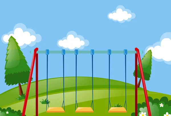 Swings in the green park — Stock Vector