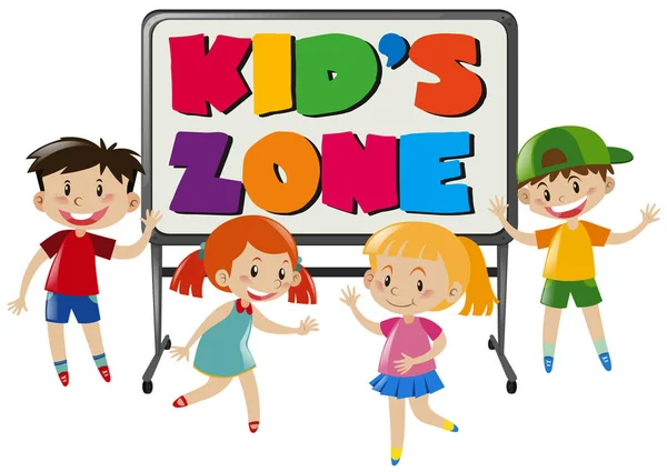 Jongens en meisjes in kid's zone — Stockvector