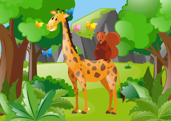 Giraffe im Wald — Stockvektor