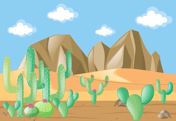 Kaktusz a sivatagban jelenet — Stock Vector