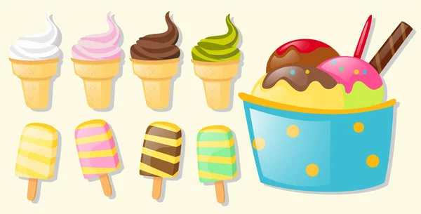 Различные вкусы мороженого — стоковый вектор