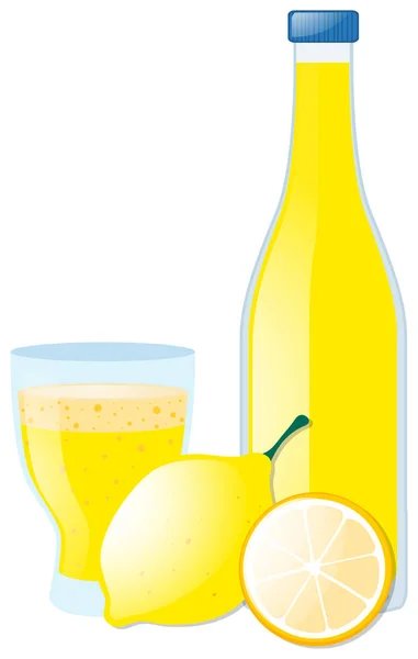 Jus de citron en verre et bouteille — Image vectorielle