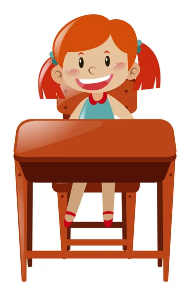 Little girl sitting on desk — Stock Vector