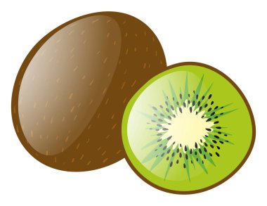 Beyaz arka planda taze kivi meyvesi