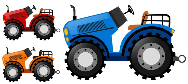 Tracteurs en trois couleurs — Image vectorielle