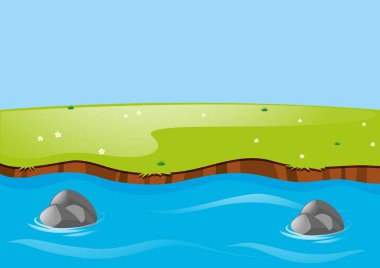 Nehir ve alan ile doğa manzara